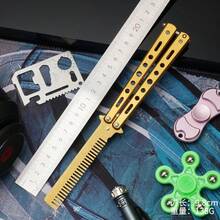 1pc Butterfly Folding Comb, Portable Metal Comb With Pointed Tip, Metal Folding Butterfly Practice Comb Suitable For Teenagers, Multi-Color Colorful Alloy Hollow Portable Fidget Comb, Smooth Opening And Closing For Practice Tricks, Daily Hair Combing Fingertip Stress Relief Toy, Commuting Portable Fidget Item, Niche Leisure Stress Relief Gift - Multicolor - View 10