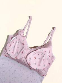 3pcs/Pack Seamless Ditsy Floral Camisole Tank Tops For Women, Elastic Comfortable With Padded Cups, Innerwear & Outerwear - Multicolor - View 8
