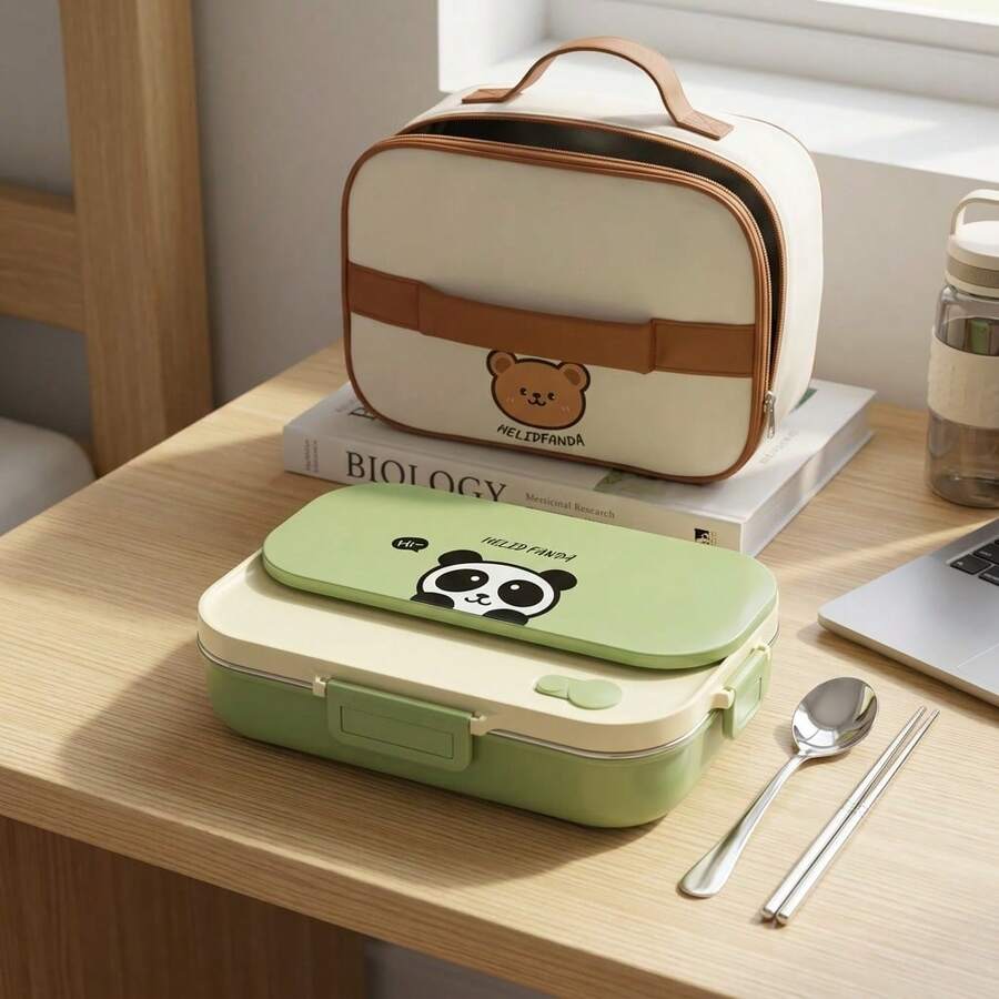 304 Stainless Steel Bento Box Adult, Microwavable Lunch Containers, Bento Box With Lunch Bag, Divided Food Storage Containers, Bento Box With Soup Container, Portable Insulated Lunch Box, Student School Travel Food Containers - Multicolor - View 1