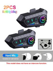 1/2pcs Motorcycle Helmet Headphones, Bluetooth 5.3 Wireless Noise Cancelling Headphones With 16 RGB Lighting Modes, Super Long Battery Life, Dual Noise Cancellation/Auto Answer/Call/Music Control - A - 查看 13