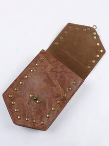 1pc Viking Style Medieval Waist Bag With Textured Design - Brown/Black Renaissance Coin Purse And Dice Pouch, Perfect For LARP, Halloween, Thanksgiving And Christmas Cosplay Costume Props, Gothic Wallet - ZSJ - View 5