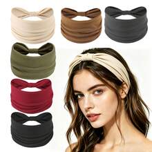 Conjunto de Faixas de Cabeça Femininas (3 ou 6 Peças) – Macias, Respiráveis, Leves e Absorventes de Suor; Adequadas para Todas as Estações - Multicolorido - Visão 11