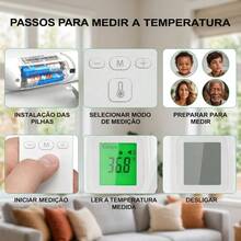 Termômetro Digital Sem Contato Infravermelho Visor LCD com Luz de Fundo Tricolor - Branco - Visão 6