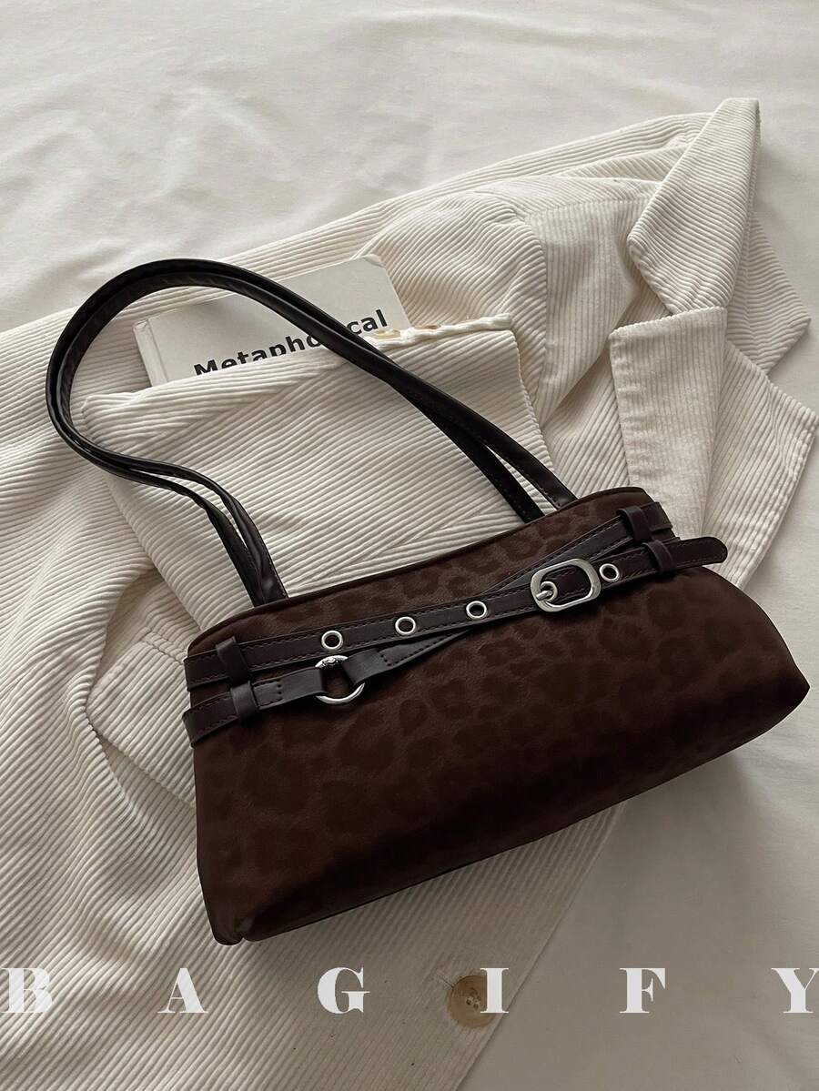 New Fashion Belt Hardware Handbag & Shoulder Bag, Elegant Women's Satchel, Quiet Luxury Style For Work, Office, School, Shopping, Travel, Best Seller