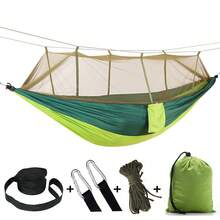 1PC Outdoor Camping Hammock With Encrypted Mosquito Net, Lightweight Portable Anti Bug Hammock With Storage Pocket Tree Straps, Heavy Duty Parachute Nylon Hammock For Hiking Backyard Travel - Multicolor - View 7