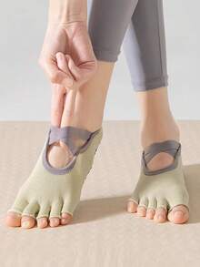 1/3/6 Pairs Women's Open Toe Five-Finger Yoga Socks, Summer Thin Professional Non-Slip Adult Indoor Sports Split Toe Pilates - Multicolor - View 4