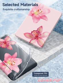 亮粉色扶桑花保護殼，相容 iPad 7/8/9 10.2 吋、iPad (A16) 11 吋 (第 11 代，2025)、iPad Air 4/5 10.9 吋，內建筆槽，適用於 Galaxy Tab A9 11 吋，可愛風格，適合返校禮物，桌面配件 - 彩色 - 查看 10