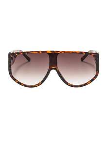 1 Pair Women's Leopard Print Aviator Frame Retro Oversized Street Style Fashion Glasses - Tortoise Shell Frame - View 4