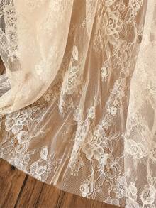 50cm/36"/108"/180" 米色扇形花卉蕾絲－透明網布搭配復古編織花卉與葉片圖案，輕盈半透明－適用於襯衫、背心外層、婚禮裝飾、桌旗、背景布與女性縫製 - 多色的 - 查看 6