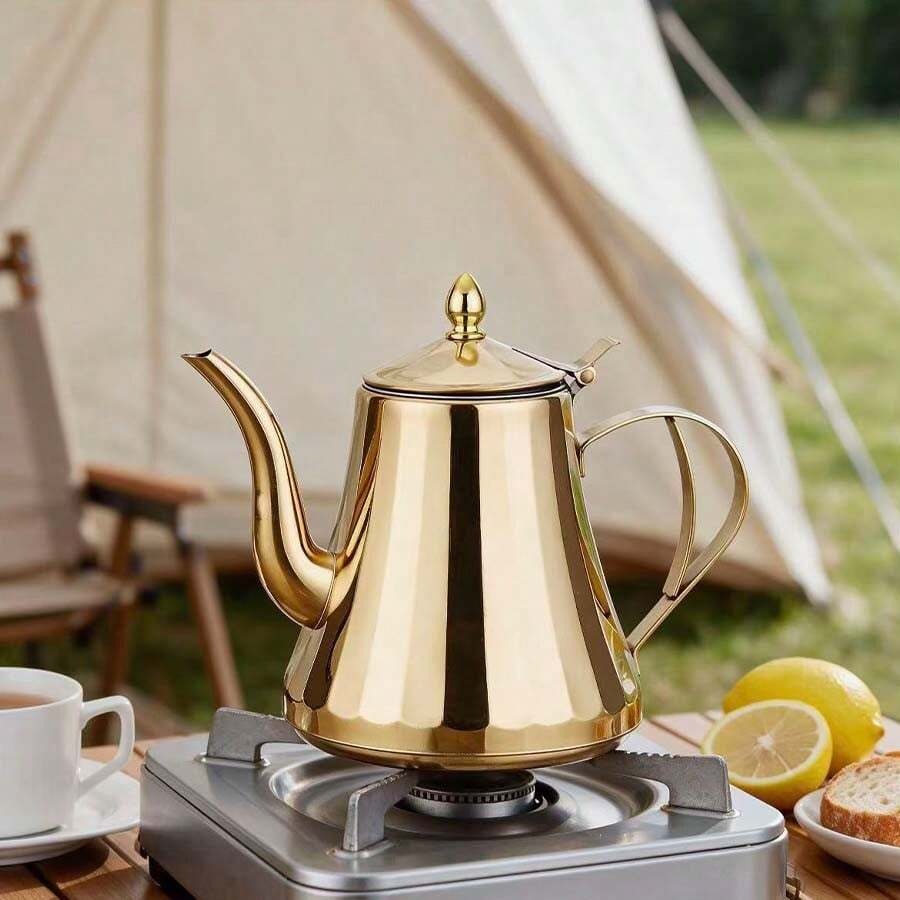 1pc Stainless Steel Teapot/Coffee Pot/Water Kettle With Removable Filter, Easy To Clean, Suitable For Home, Restaurant, Outdoor Use