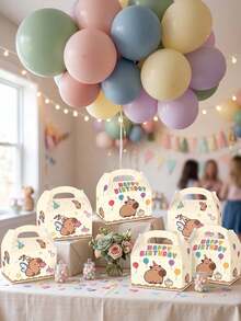 2/12/24 Stück süße Capybara-Themen-Geburtstagsgeschenkboxen, süße Party-Snack-Verpackungsboxen, geeignet für Geburtstagsfeier-Zubehör, Babyparty-Geschenke, Capybara-Themen-Feier, Geburtstags-Gastgeschenke, Party-Tischdekoration, Feiertags-Party-Snack-Behälter - mehrfarbig - Übersicht 2