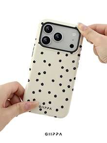 GIIPPA 1pc Apricot Base With Black Small Floral Pattern Design, Phone 17 Pro Max Phone Case, Compatible With Phone 16 Pro Max, 15 Pro Max, 14 Pro Max, Korean Style High-End Fashion Fun Phone Case, Compatible With 11/12/13/14/15/16 Pro Max Plus, Elegant Design Suitable For Men And Women, Perfect Gift For Girlfriend On Christmas, Valentine's Day, Easter, Wedding Season And Birthday! - Multicolor - View 6