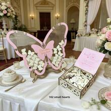 Elegant Butterfly Theme Guest Book Alternative Set - Suitable For Weddings, Graduations And More - Wooden Butterflies, Stand And Decorative Box - Princess Party And Holiday Decor - View 15