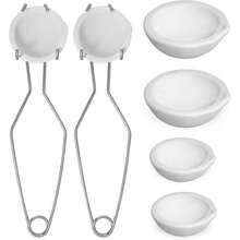 8pcs Crucibles For Melting Metal Kit, 4 Ceramic Quartz Crucibles And 2 Upgraded And Enlarged Ceramic Quartz Crucibles, 2pcs Whipclip Handle 2A - White - View 1