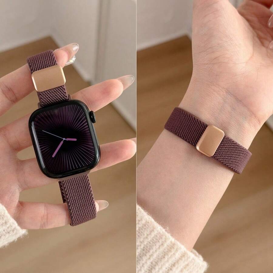 1件裝磁吸彈性尼龍錶環,適用於 ,女性運動風,38mm 40mm 41mm 42mm 44mm 45mm 46mm 49mm - 煙紫色 - 查看 1