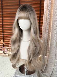 [TOPSHE LUMA] Wig Panjang 26 Inci dengan Gelombang Longgar Berlapis dan Poni, Serat Sintetis Tahan Panas, Ombre Pirang Abu-abu dengan Akar, Gaya Ulzzang Korea, Gelombang Lembut dan Mengalir, Penutup Kepala Penuh untuk Pakaian Sehari-hari & Kencan - MultiWarna - View 5