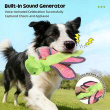 Dog Spring-Loaded Flying Insect Toy, Oxford Fabric Interactive Squeaky Chew Toy, Pet Fun Throw Toy - Green - View 1