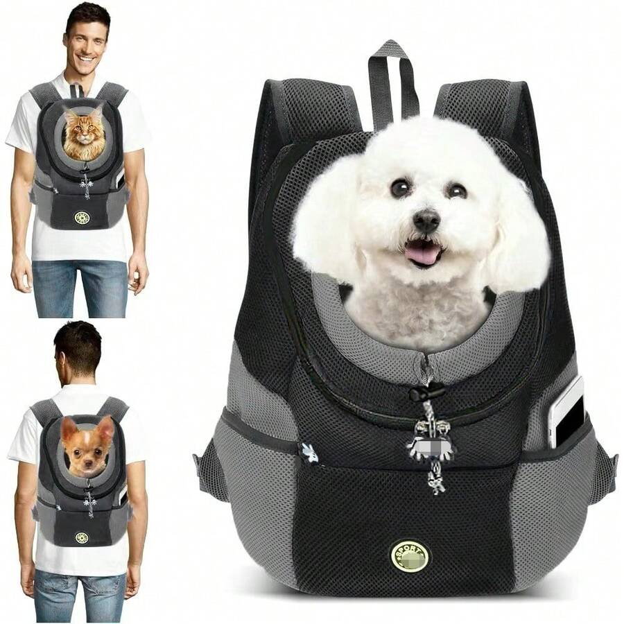 Ransel Hewan Peliharaan Kucing dan Anjing, Dapat Dilipat, Bernapas, Ruang Luas, Desain Struktur Pelindung Matahari 3D Ergonomis, Nyaman Dipakai, Cocok untuk Mendaki, Berjalan Kaki, Berkemah, Bepergian, Berbelanja, dan Kunjungan ke Dokter Hewan, Sangat Pas untuk Kucing Gemuk dan Anjing Kecil