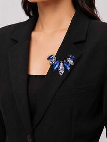 1pc Luxury Blue Purple Crystal Rhinestone Anti-Exposure Brooch, Women's Shirt Collar Fastener, Dress Suit Cardigan Decorative Pin, Suitable For Commuting, Banquet, Wedding And Daily Wear - Multicolor - View 9