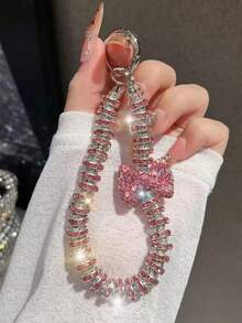1 buah Gantungan Ponsel Tali Pergelangan Tangan Pendek Mutiara Mewah Rhinestone Zirkonia - MultiWarna - View 2