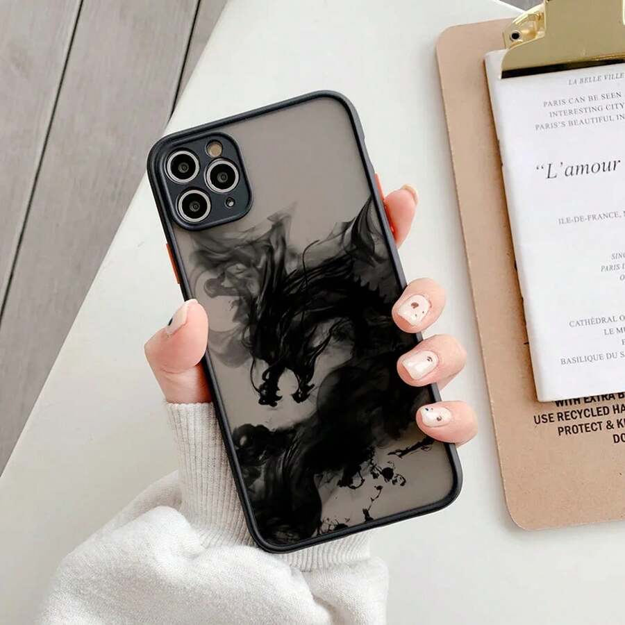 Dragon Pattern Ink Brush Painting Phone Case For IPhone X XR XS 16 15 Plus 17 Pro Max 16 15 12 13 14 11 Pro Max Back Cover Funda - 黑墨龍 1 - 查看 1