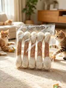 1pc Giant Catnip Chew Cat Toy, Soft Plush Kitten Chew Toy, Interactive Self-Play Pet Toy - Multicolor - View 5
