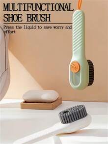 Half A Multi-Function Cleaning Brush, Multi-Function Liquid Shoe Brush, Household Press-Type Liquid Shoe Brush, Shoe Cleaning Tool, Press-Type Soft Bristle Cleaning Brush, Soft Bristles Won't Damage Clothes - A - View 4