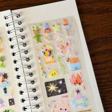 35cm/Loop Kawaii Animal Fantasy Town Watercolor Die-Cut Dispensing Sticker For Journal Scrapbooking Planners Gift Phone Case Decoration Supply - Black - View 3