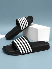Soft Thick Cushioned Men's Slides, Comfort Indoor Home Slippers, Non-Slip Outdoor Beach Sandals, Essential Travel Shoes, Extra Large Sizes EU 39 To 48 - Black - View 4