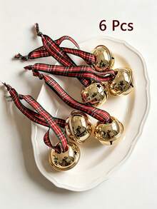 1 Set 6 Pezzi Campanelli Natalizi Riutilizzabili Con Corda, Adatti Per Decorare Albero di Natale, Ghirlanda, Vite, Decorazione Casa, Applicabili Per Natale, Ognissanti, Pasqua, Ringraziamento, Stagione di Laurea E Altre Occasioni, Possono Essere Appesi All'Albero di Natale, Regalo Perfetto Per Festa di Natale, Decorazione Natalizia, Decorazione Stanza, Ornamento Albero di Natale Fai-da-Te - oro - Visualizzare 2