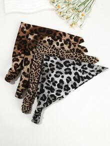 1pc Leopard Print Pleated Hair Scarf | Vintage Fashion Style | Multi-Color | Daily/Party/Versatile Outfit Headscarf - Multicolor - View 16