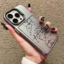 Case For IPhone 17 16 15 14 Pro Max Plus 13 Mini 12 11 Pro Max Cases Football Basketball Tactical Board Pattern Laser Covers - CH-Black ZQZS 1 - 查看 7