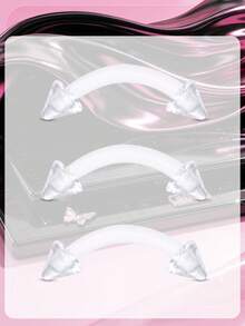 3pcs 16G Clear Flexible Plastic Eyebrow Rings For Sports,Daith Rook Earrings Eyebrow Rings Curved Barbells Eyebrow Piercing Retainers - Clear - View 6