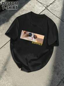 Kaos Polos Unisex Kustom, Unggah Foto & Teks, Hadiah Ulang Tahun & Ulang Tahun Pernikahan yang Dipersonalisasi, Warna Hitam Olahraga - Hitam - View 4
