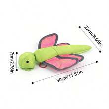 Dog Spring-Loaded Flying Insect Toy, Oxford Fabric Interactive Squeaky Chew Toy, Pet Fun Throw Toy - Green - View 2