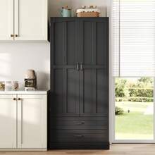 Kitchen Cabinet With 3 Sliding Shelves, Drawers, And A Tall Double-Door Pantry With Door Shelves For Kitchen, Dining Room, And Living Room - 查看 1
