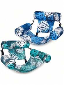 1pc/2pcs Adult Heavy Duty Inflatable Pool Float, Tropical Leaf Pattern Inflatable Pool Lounge Chair, Suitable For Summer Party Water Beach Lake Fun, Beach Relaxation, Eye-Catching Design, Comfortable Mesh Fabric, Adult Beach Chair - Multicolor - View 1