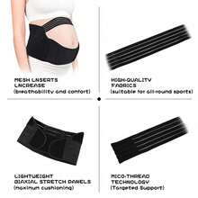 Maternity Support Belt Breathable Elastic Wrap Adjustable Pregnancy Belly Band For Daily Wear - 黑色 - 查看 7