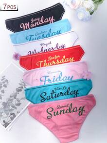 7-Pack Weekly Panties For Women, No Repeat For 7 Days, I Love Sundays, Summer Women Panties,Back To School - 多色1 - 查看 1