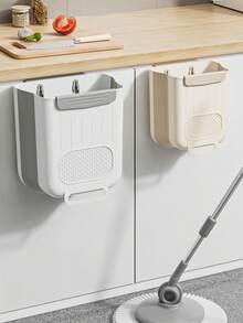 1pc Foldable Hanging Trash Can, Suitable For Kitchen Cabinet Doors, Can Be Hung On Walls, Used For Storing Food Scraps, Also Can Be Used As Trash Bag Storage Rack, Suitable For Bathrooms, Kitchen Cabinets, Desk Drawers, Bedrooms And Other Places. Multi-Functional Bathroom Trash Can, Suitable For Kitchen And Home Environments. - Multicolor - View 2