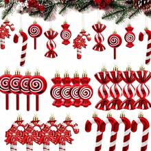 Christmas 2-Piece Red & White Swirl Print Solid Wood Round Hanging ...