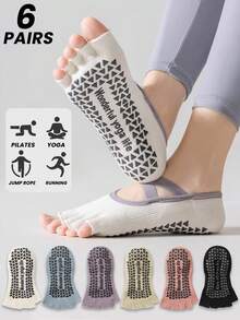 1/3/6 Pairs Women's Open Toe Five-Finger Yoga Socks, Summer Thin Professional Non-Slip Adult Indoor Sports Split Toe Pilates - Multicolor - View 20