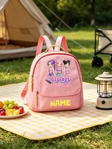 Personalized Back To School Backpack, Casual Versatile Music Idol Theme Print, Zipper Closure Nylon Material, Adjustable Shoulder Straps, Hand-Carry, Dancing, Shopping, Outdoor Trips, Birthday Gift, Aesthetic, Fandom-Core, Concert Essentials - Multicolor - View 5