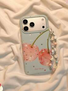 Casing Ponsel Summer Ins Healing Style Gold Star Cherry Kompatibel Dengan Apple 17 Pro Max, 16 Pro, 13, 14 Pro, 15 Pro, 18, 18 Pro Max, Perlindungan Penuh Anti Jatuh Dengan Rantai - MultiWarna - View 5
