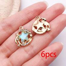 6/10 piezas Colgantes de estrella de resina con purpurina iridiscente e incrustaciones de strass en forma de luna, hallazgos para hacer joyas DIY para pulseras, collares y pendientes - Estrella - Ver 18