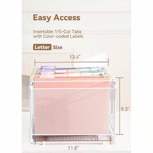 SortRax Plastic Extra Capacity Hanging File Folders, 2" Pastel Expanding Pocket, Heavy Duty For Filing Cabinet, Insertable 1/5-Cut Tabs, Letter Size - 12 Pack - Pastel - View 4