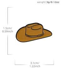 Western Cowboy Hat Enamel Badge, Country Style Cowgirl Brooch - Multicolor - View 4