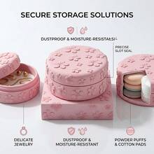 1pc Sakura Embossed 3D Printed Cosmetic Storage Jar With Lid, Dust-Proof Makeup Organizer, Highly Attractive Girly Style Vanity Bathroom Desktop Decor Beauty Egg Storage Box - Multicolor - View 12