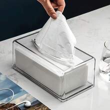 1PC Transparent Minimalist Acrylic Tissue Box - Minimalist Design, Suitable For Bathroom And Living Room Decor - Multicolor - View 1