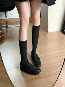 1/2 Pairs Y2K Sweet Cool Style Solid Color Slouch Knee-High Socks, Japanese JK School Style - Multicolor - View 16
